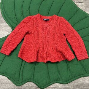 Baby GAP 6-12M Red Cable Knit Cardigan